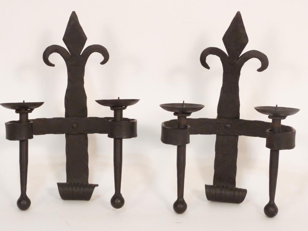 Pair Gothic Style Candle Sconces: Iron - 13 1/2" x 9 1/2" (Made in China)
