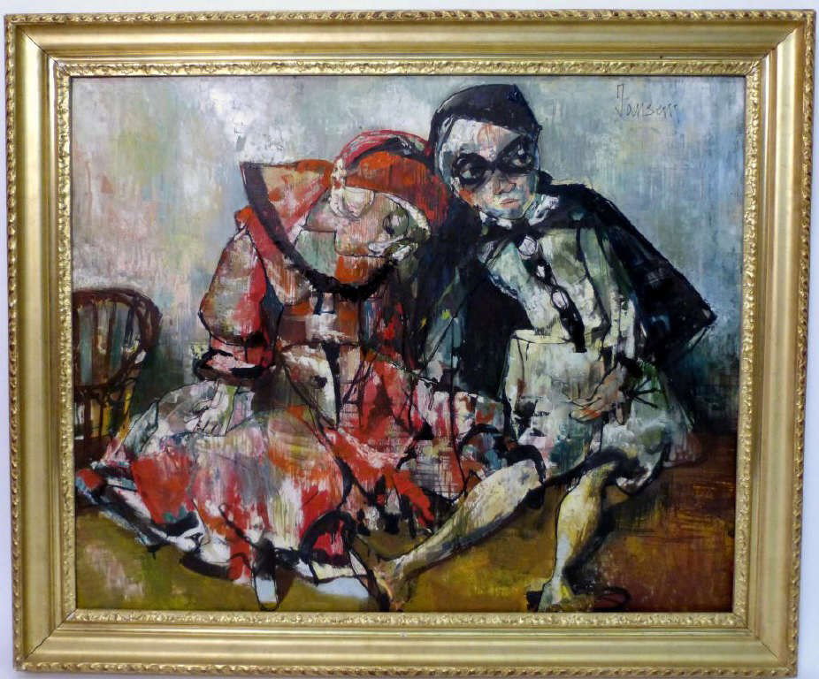 Jean Jansem, (French, b. 1920) - Oil on Canvas: Study of 2 Children in costume - Signed upper right. 30 X 37 (36 X 43)