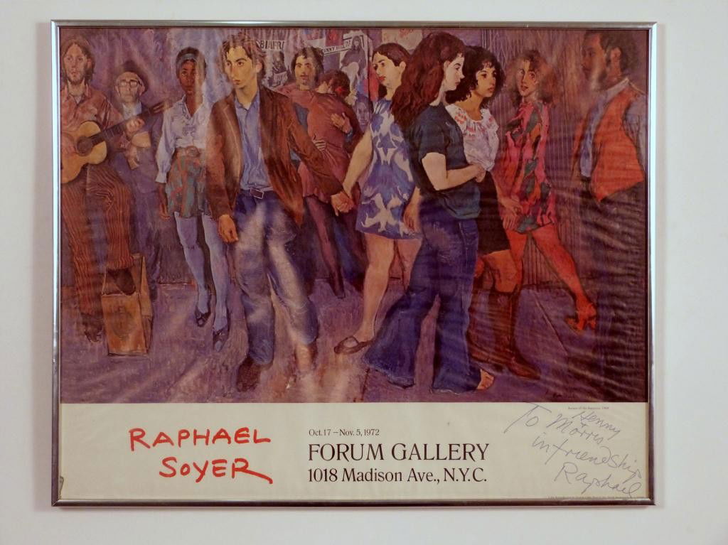 Signed Raphael Soyer Poster Circa 1972: to Henny and Morris (the estate) in friendship Raphael. 20 X 25. 8 East 83rd Street Estate