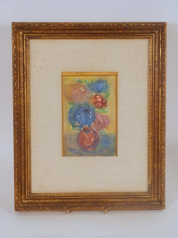Emil Nolde (German, 1867-1956) - Aquarelle: Water Color. Fleurs" - Still life of flowers in vase. Signed lower right. Paper on back listing this work (from a catalogue or listing). 9 X 6 1/4 (21 X 17). 8 East 83rd Street Estate"