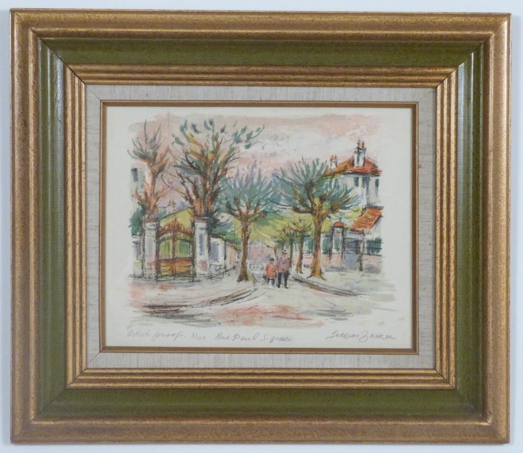 Jacques Zucker (American, 1900-1981) - Lithograph: Rue Paul Signac" Artist proof 3/100 and signed lower right. 10 1/2 X 13 1/2 (19 X 22). 8 East 83rd Street Estate"