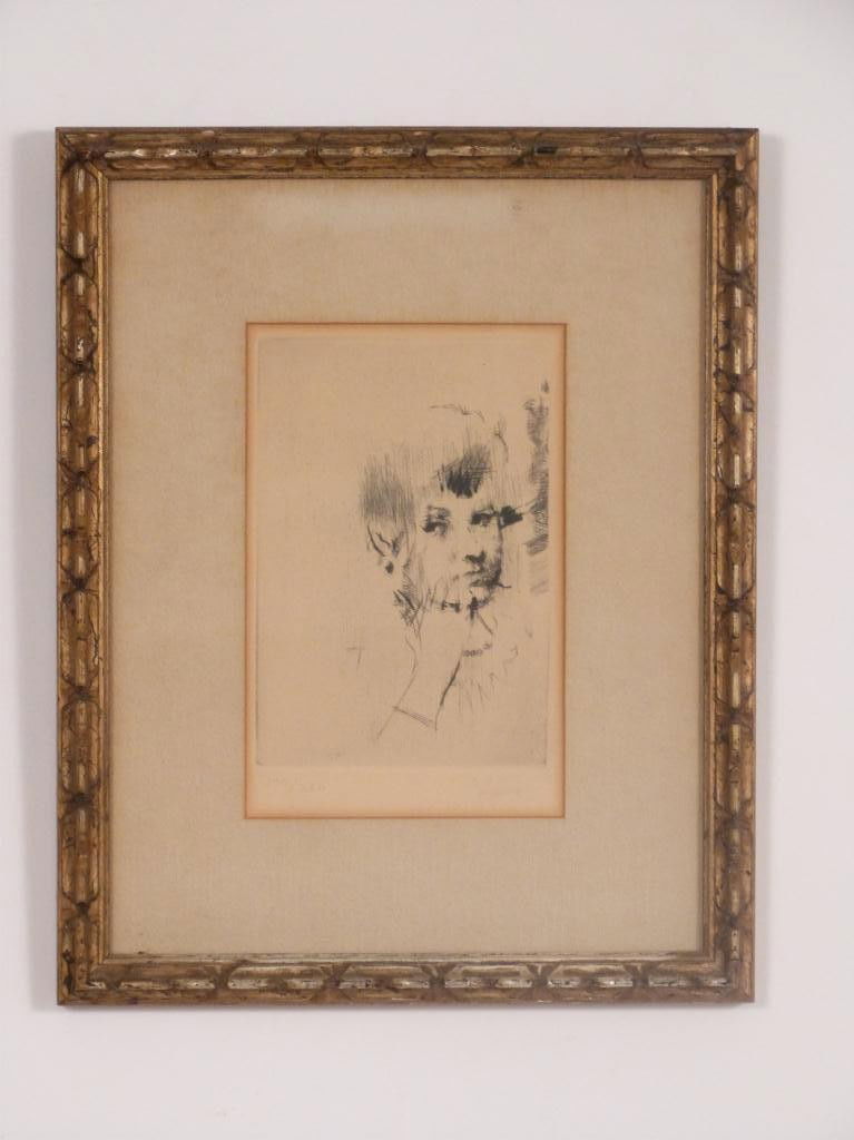 Jack Levine - Pensive Girl" Lithograph": numbered 140/250 and signed lower right. 8 X 5 (15 X 11). 8 East 83rd Street Estate
