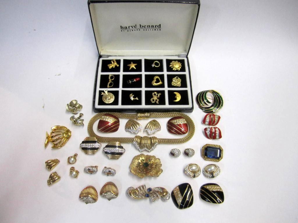 Assorted Name Brand Costume Jewelry: Sarah Coventry, BG (?), Harve Bernard, Monet, Sphynx, Lisner, Grosse
