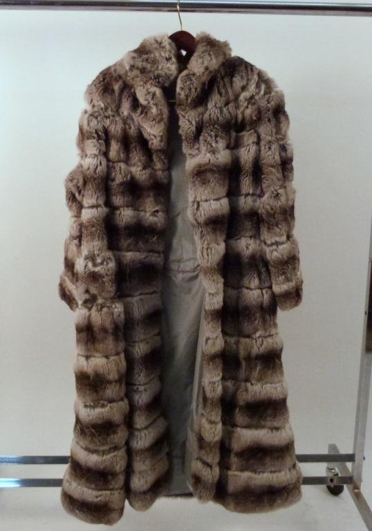Full Length Chinchilla Fur Coat: Some tears along seams, needs restoration.