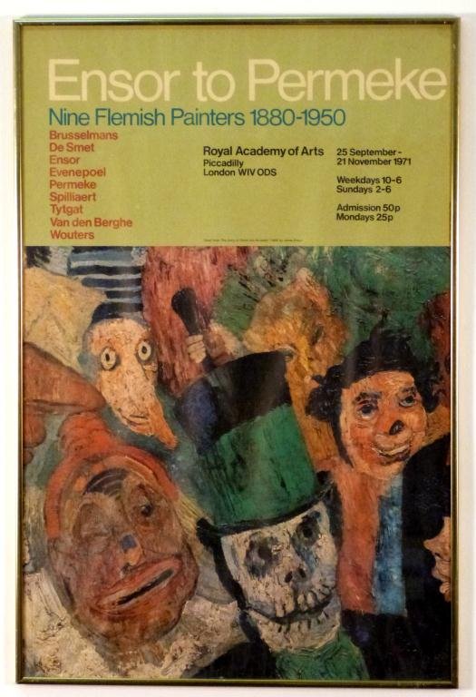 Vintage Exhibition Poster: James Ensor. Art 29 1/2 H x 19 1/2" W (30" H x 20" W)"