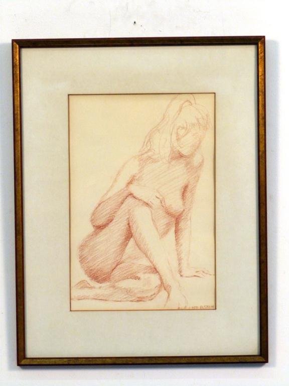 2 Sepia Prints - Nudes: 1st Signed J. Ted Elston lower right, 12 3/4H x 8 1/2"W (19 1/2"H x 15"W) - 2nd Signed Illegibly lower right, 9 1/2"H x 9"W (15 1/2"H x 14 1/2"W)"