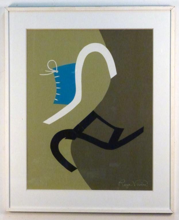 Roger Vivier (French 1907 - 1998) Collage on Paper: Collage of Shoes. Pavillion de Marsan" Provenance Sandales Estate Stamp. 25"H x 19 1/2"W (32"H x 26"W)"