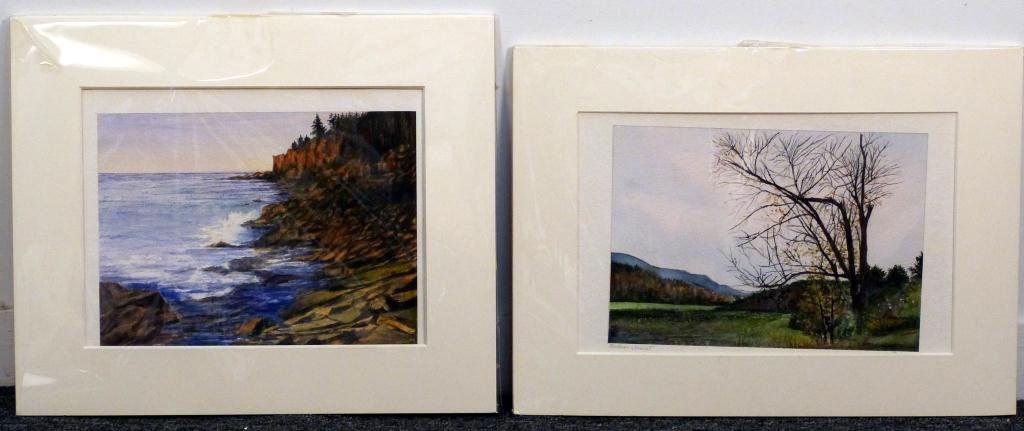 Shirley Loewe - 2 Unframed Water Color Landscapes: (19H x 22 1/2"W), (17 1/2"H x 23 1/2"W) - Both signed and from the Estate of the Artist"