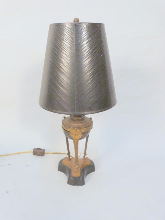 Antique French Urn / Tazza Form Lamp: Antique French Urn / Tazza Form LampEbonized and gilt. 18H"
