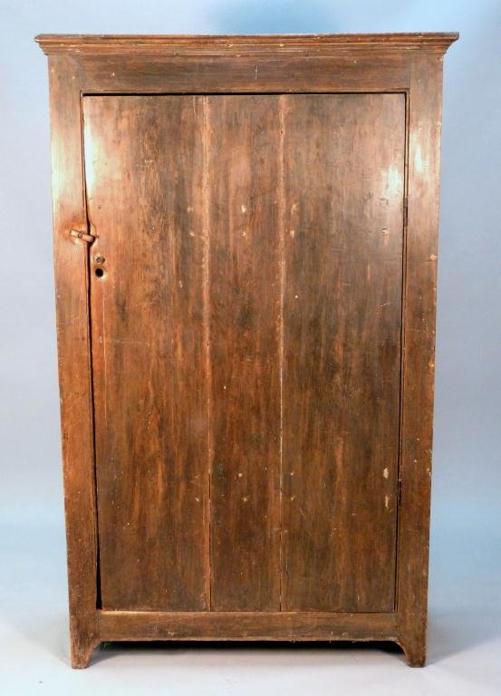 Antique French Canadian "Spinach" Armoire: 5 interior shelves. "Spinach" color derived from spinach paint. 45"L x 19"W x 72"H