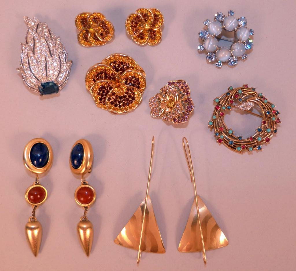 Assorted Name Stamp Costume Jewelry: Marcell, Jomaz, Austria, Ciner, Corocraft, Boucher