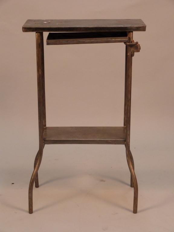 Vintage Metal Serving Table: with swing arm shelf. (perhaps a doctor or dentists stand) 19W x 9"D x 30"H"