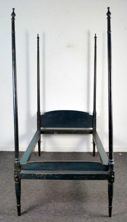 Pair Antique Federal Style 4 Poster Beds: Twin Size. Painted. 42W x 77"D x 86"H"