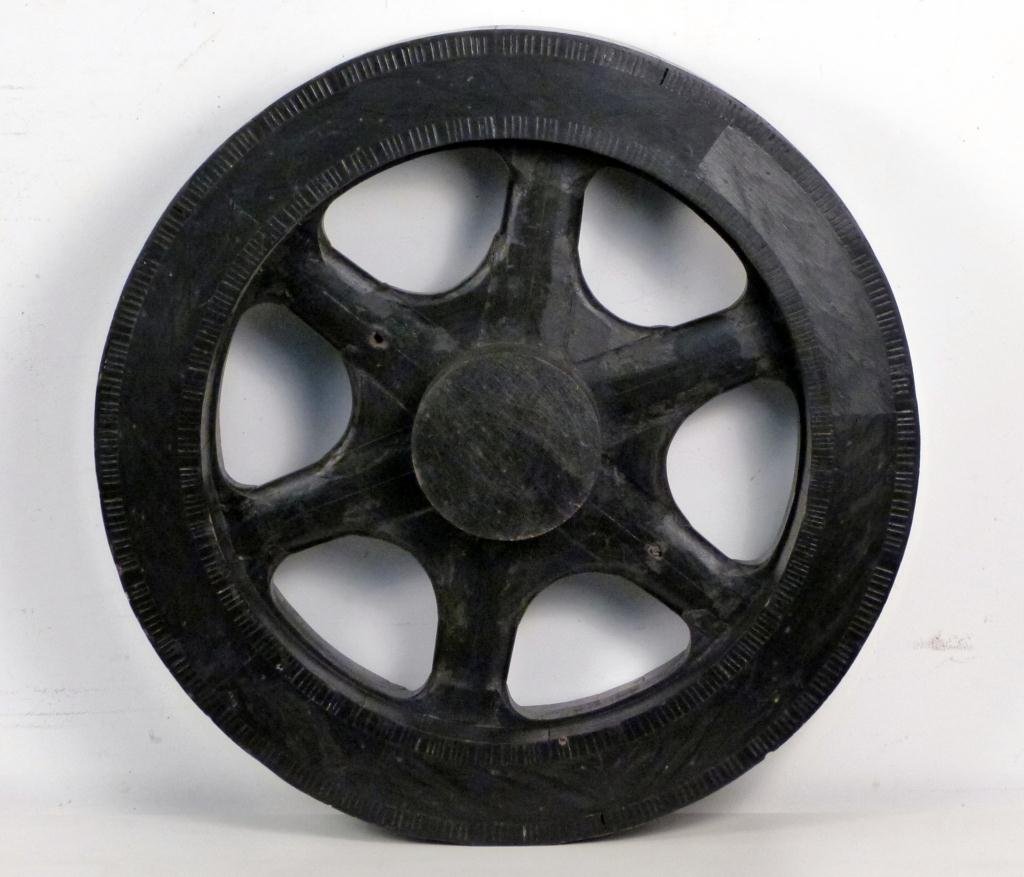Arts and Crafts Ebonized Wood Wheel: 28Diameter x 6"Deep"