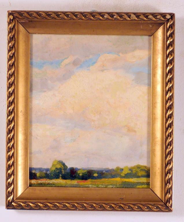 Jan Stanislawski (Polish 1860-1907) - Oil: Oil on Canvas - Coutry Landscape - Signed lower left. 9 X 7" (12 X 10)"