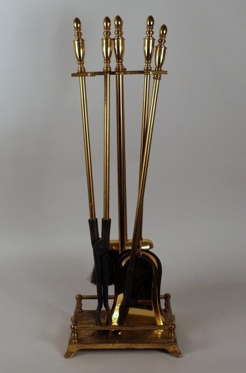 Set of Brass Federal Style FIretools on Stand: 28 tall stand."