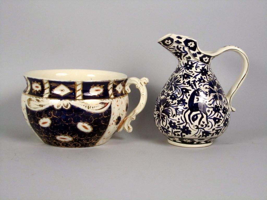 Two English and Style Ceramic Articles: B&O English Imari Bowl - 9Dia x 6"H. Ceramic Pitcher with Floral Motif - 6 1/4"L x 8"W x 9 1/2"H"