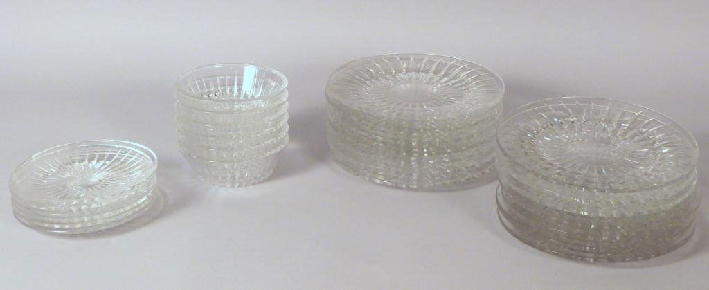 24 Piece Val St. Lambert Dessert Set: 12 plates, 6 small bowls, 6 small plates. All marked either VSL or Val St. Lambert.