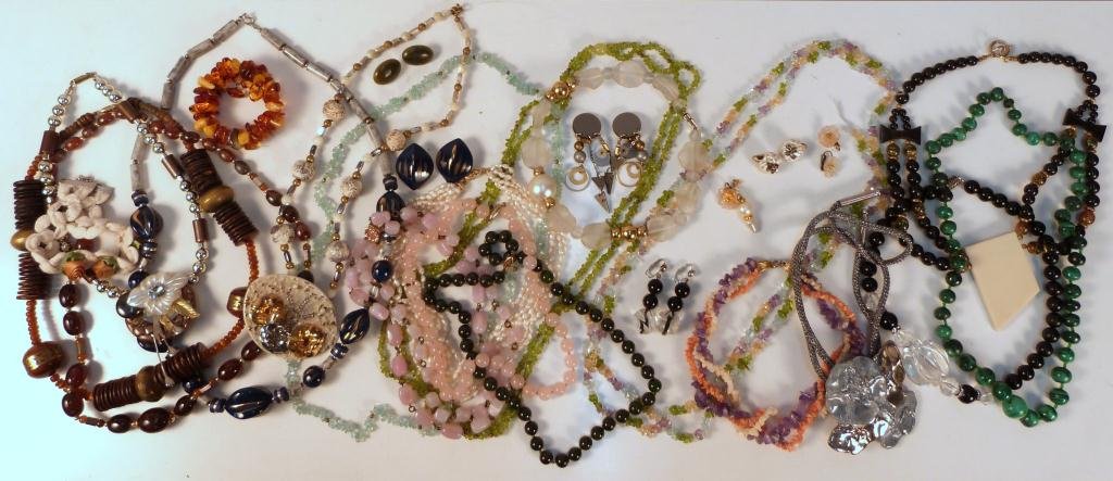 Large Lot of Assorted Costume Jewelry: Mostly Beaded Necklaces. Also Earrings and Bracelets.