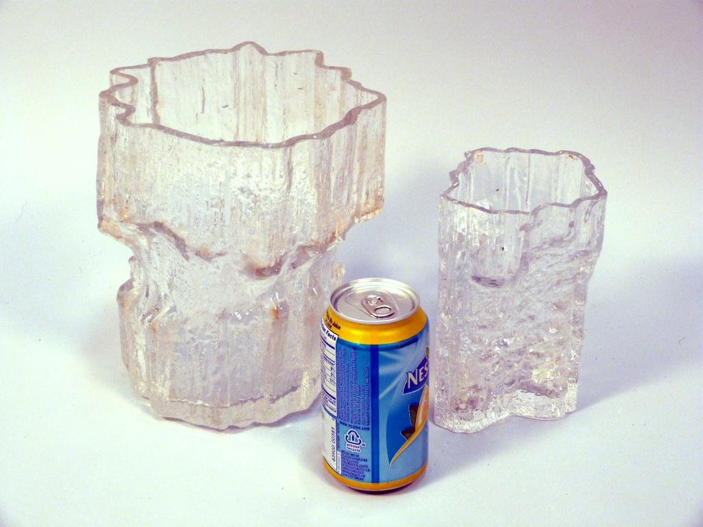 Two Tapio Wirkkala Signed Vases: 8 1/2H, 6 1/2"H (glass needs cleaning)"