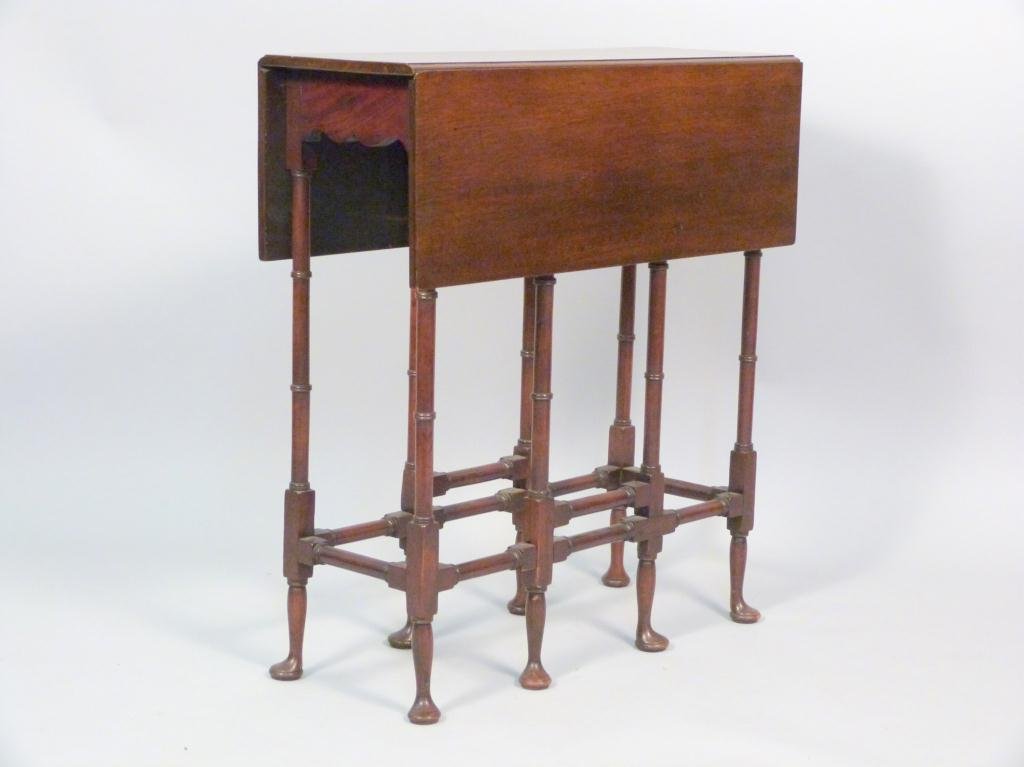 English Spiderleg Gateleg Drop Leaf Table: Mahogany with Queen Anne Style Feet, early 20th century. 27W open X 26"D X 28 1/2"H (535 East 86 Street Estate)"