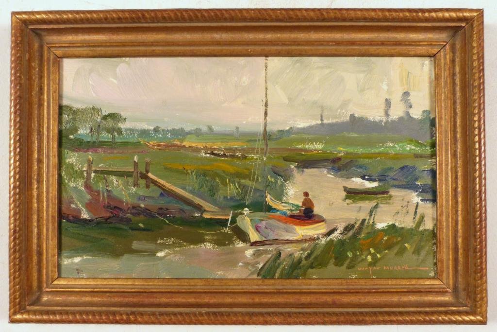 Wayne Morrell (American b.1923) - Oil on Board: Signed lower right Wayne Morrell. 7 1/2"H x 13"W (10 1/2"H x 16"W) (535 East 86 Street Estate)