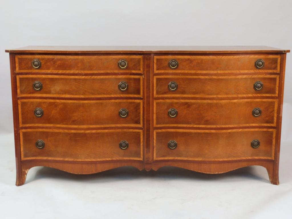 Charak Hepplewhite Style 8 Drawer Dresser: 66L x 19"D x 33"H"