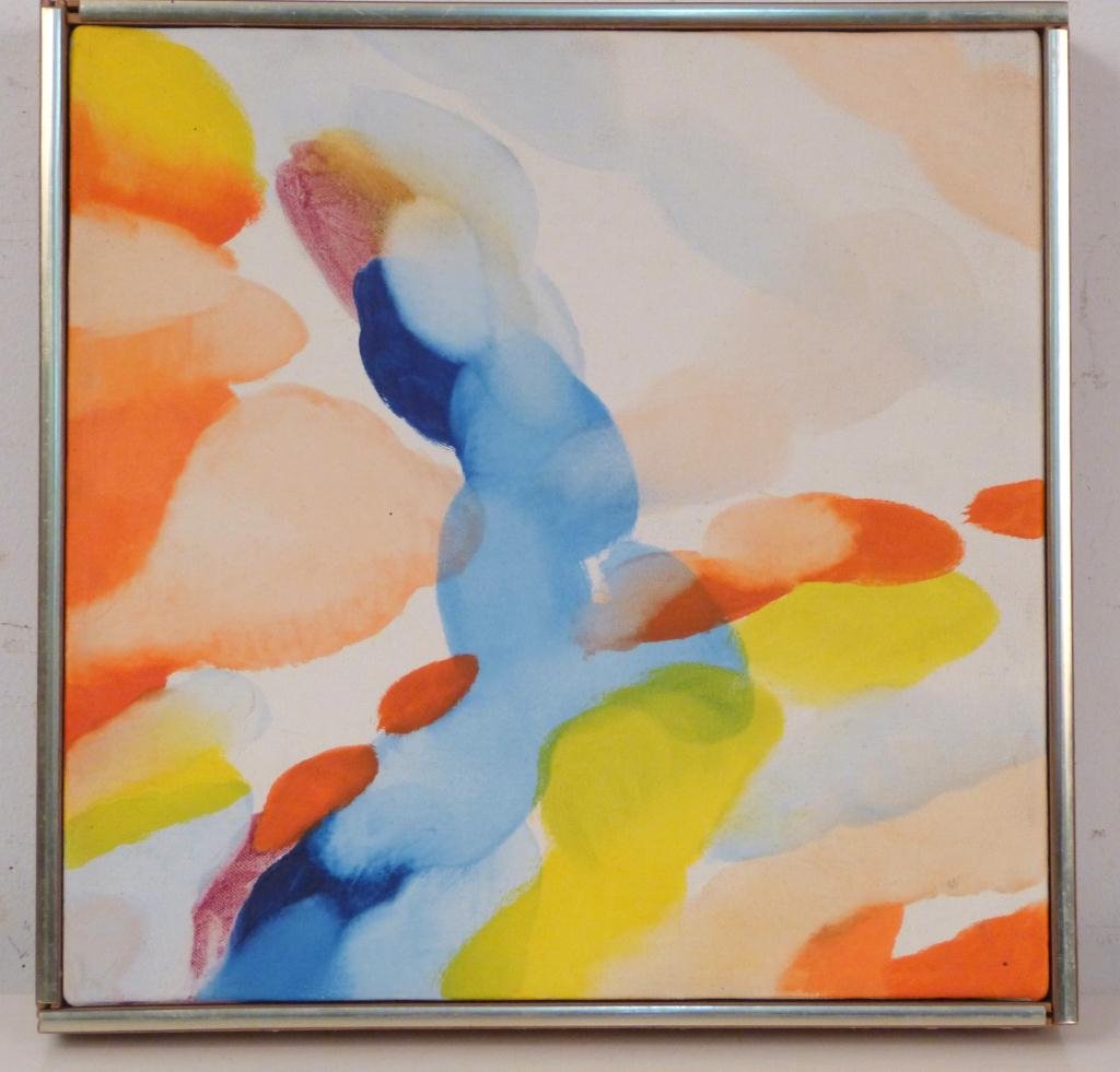 Alice Baber (Am. 1928-1982) - Small Oil on Canvas: Abstract Akbar's Advances" - 12" square (13" square)"