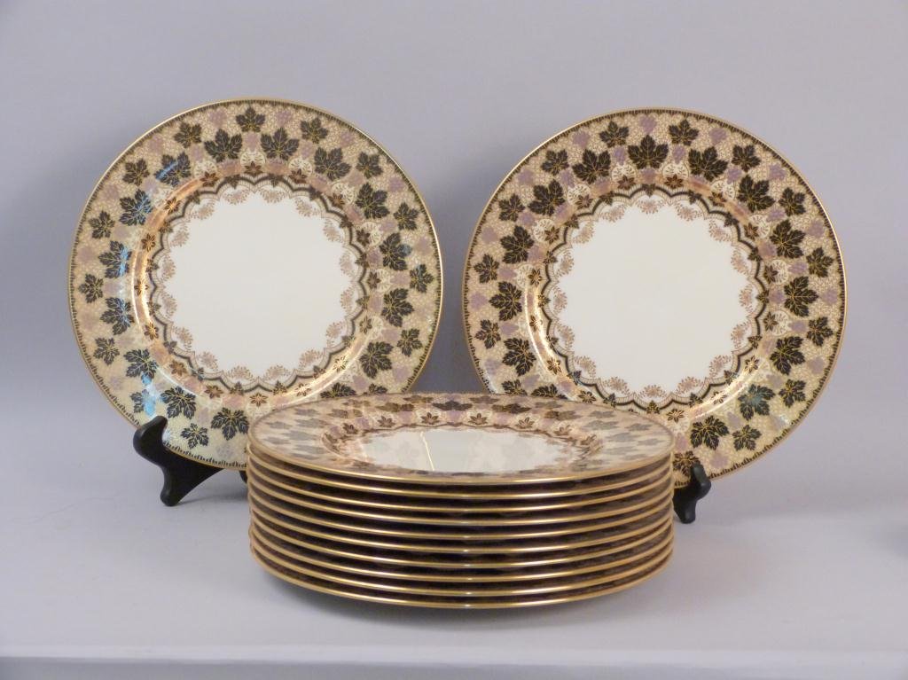 12 Lenox for Black Starr and Frost Gorham Plates: Leaf Designs. 10 1/2Dia."