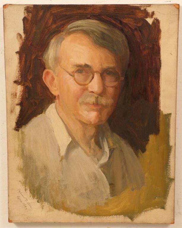 Alphaeus P. Cole (American 1876-1988) - Oil: Oil on canvas - Self Portrait. Signed lower left Alphaeus P. Cole 1953 18 1/4H x 14"W (535 East 86 Street Estate)"