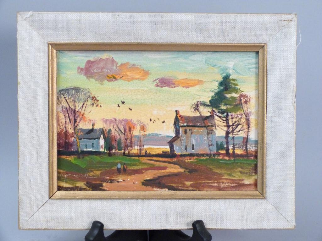 Wayne Morrell (American b.1923) - Oil on Board: Title Bucks County Old Mill." 4 1/2"H x 6 1/2"W (7" x 9")"