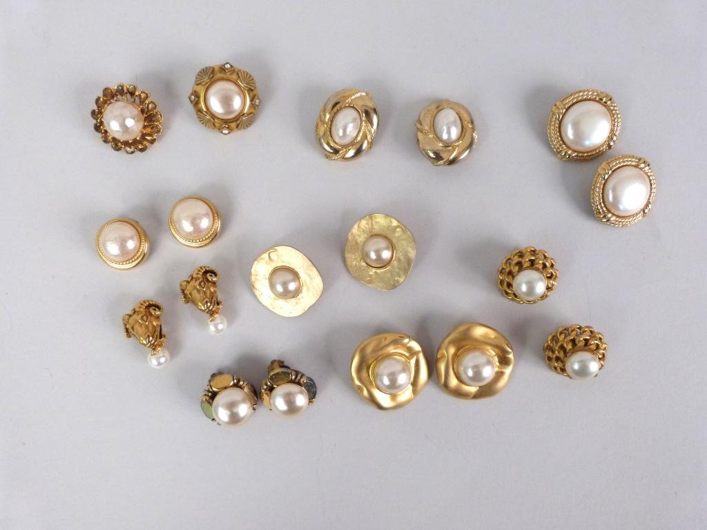 8 Pair Costume Jewelry Earrings: Vanecci, Givenchy. Plus 2 Singles