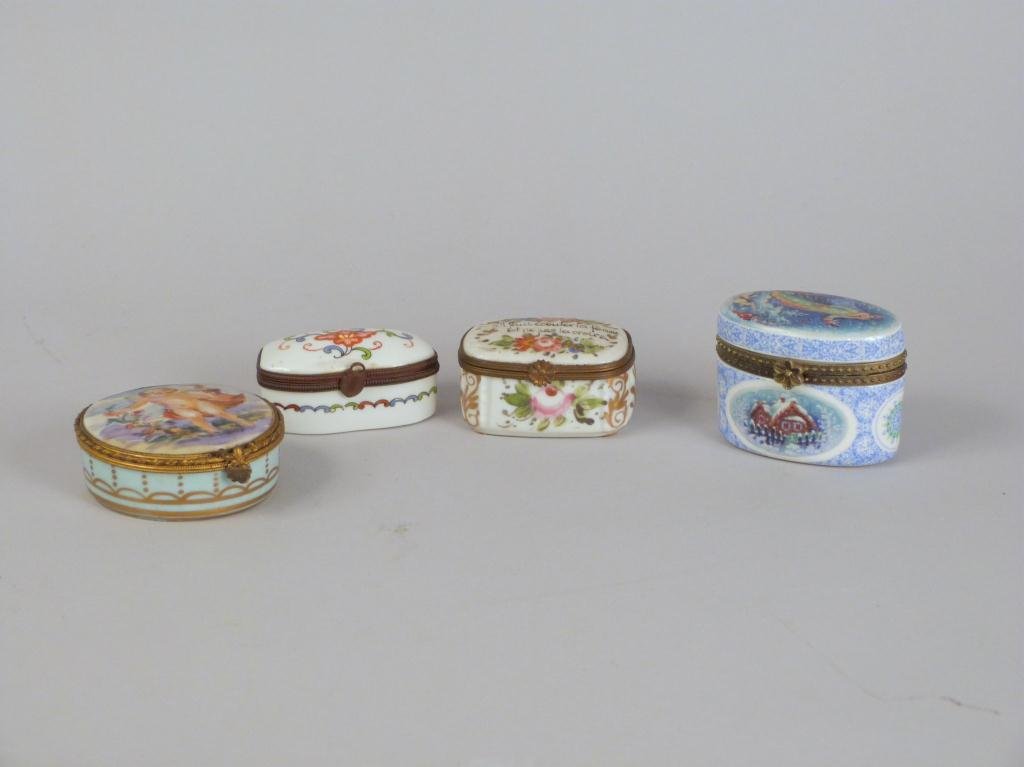 4 Porcelain Pill Boxes: Sevres and Russian