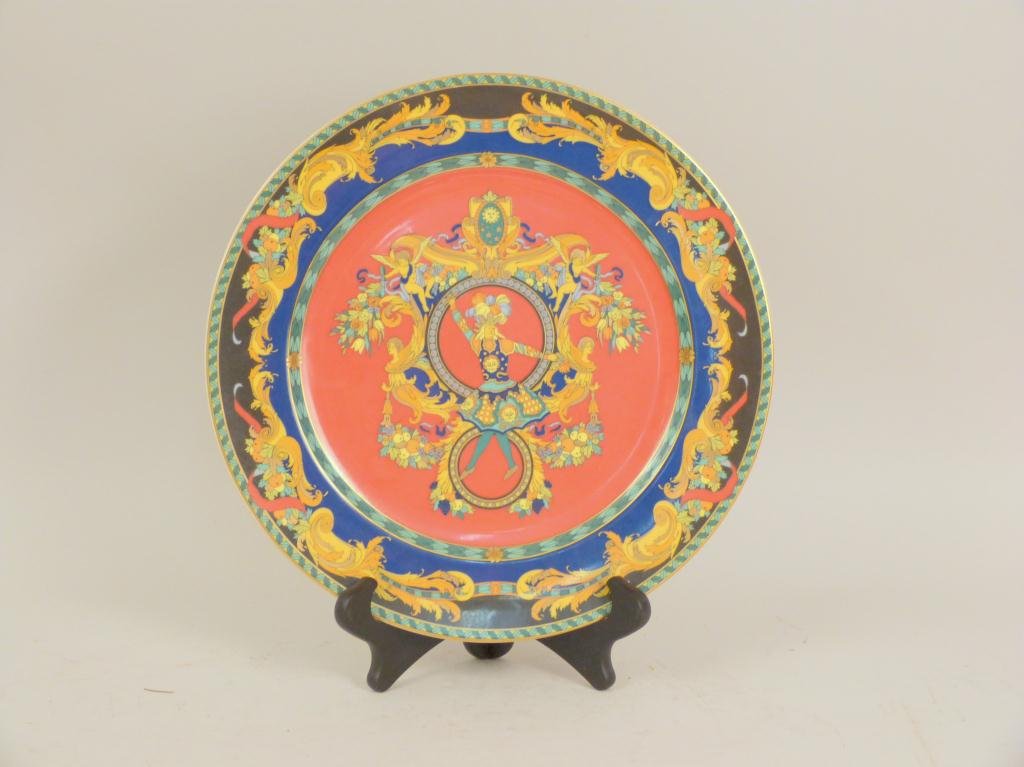 Versace Display Plate by Rosenthal: Le Roi Soleil". Modified for hanging. 12 1/4"D"