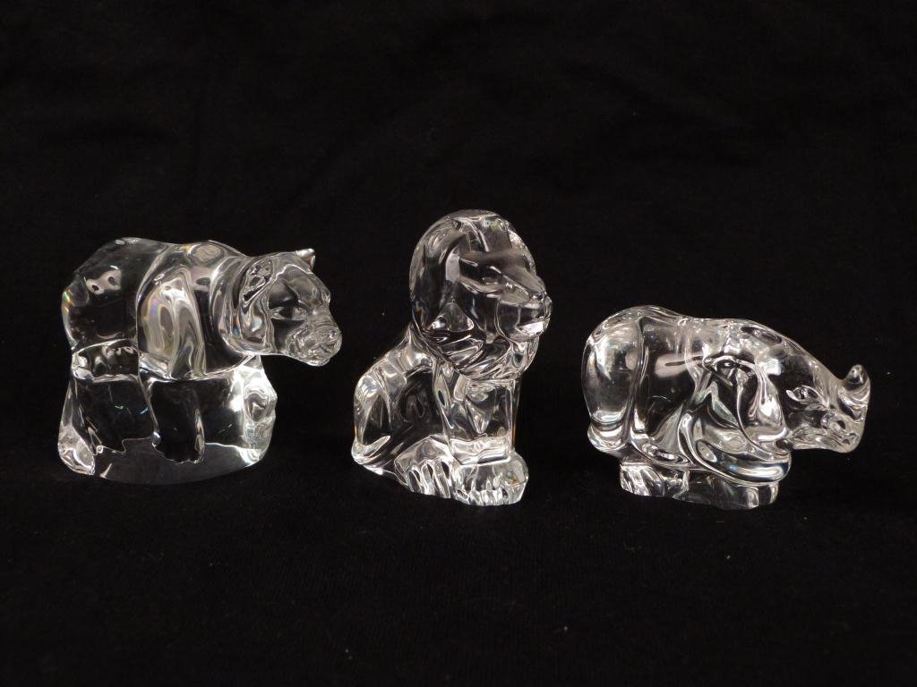 Steuben Panther, Lion and Rhino: Figures