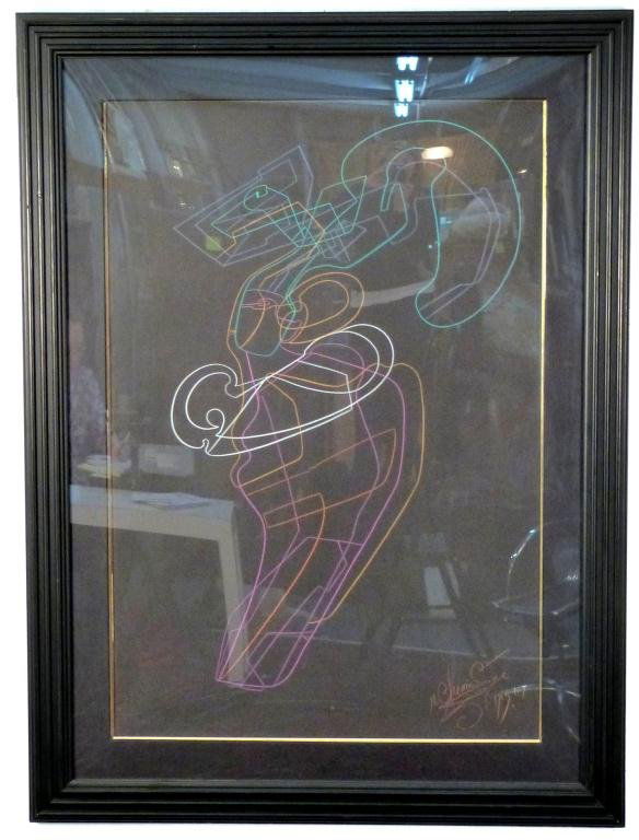 Mihail Chemiakin (Russian, b. 1943) - Pastel: Abstract composition, color pastel on black paper 43 1/2 X 29 1/2" (55 1/2" X 41"). A Corporate Long Island Collection. Buyer from sale of June 15, forfeited this sale, never paid"