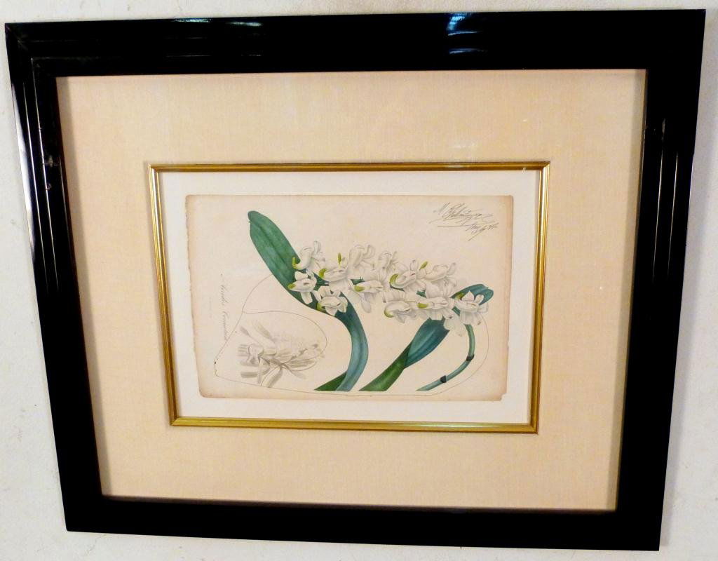 Mihail Chemiakin (Russian, b. 1943) Mixed Media: Flower Transformation"- Ink and colored pencil, on a colored lithograph 8" X 11 1/2" (17" X 20") Signed upper right and dated (perhaps 1977). A Corporate Long Island Collection. Buyer from sale of Jun
