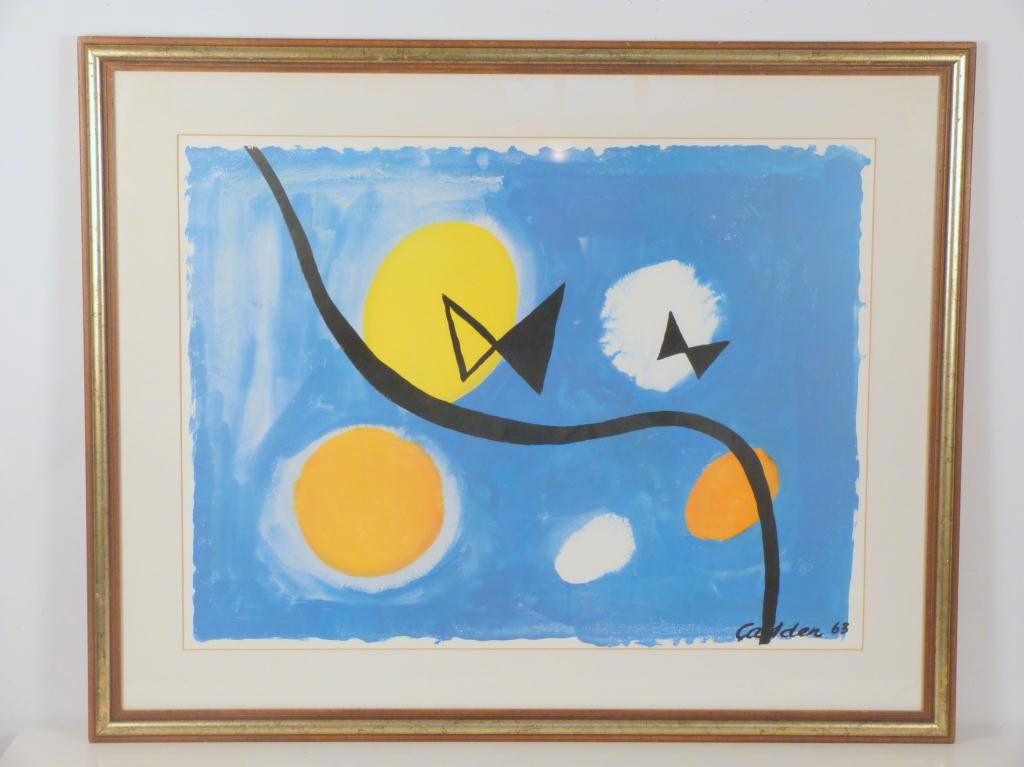 Alexander Calder Print: Birds in flight. 23 W X 31" H (32"W X 40" H)"