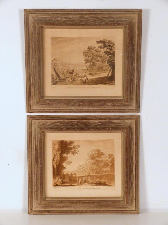 Pair of Sepia Etching Bookplates: From original drawings in the collection of the Duke of Devonshire. 8" X 10" (17" X 19")