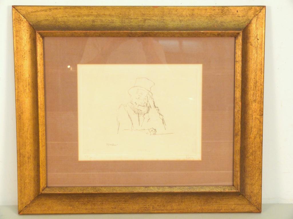 Jack Levine - Lithograph - Man With Hat: Signed and numbered 23/100. 9 X 12" (22" X 26')"