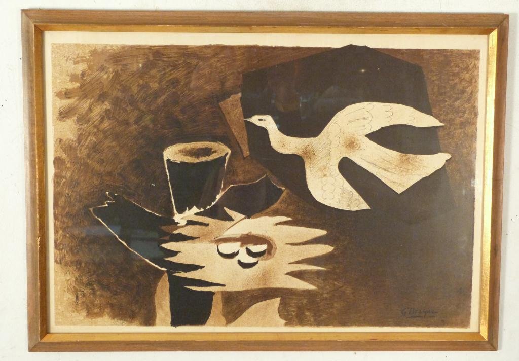 Georges Braque Color Lithograph: Color lithograph Colombe" 13 14" X 20" (16 1/2" X 23"). From a Hackensack, NJ Home."