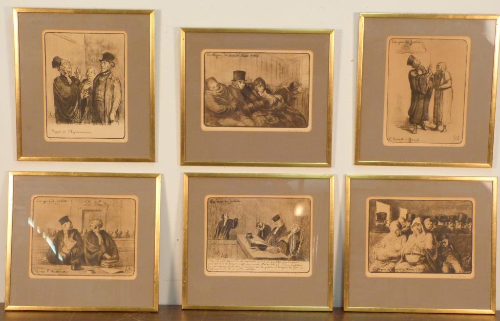 Honore Daumier - 6 Lithographs: Pencil signed and numbered series of 500. 15 X 16 1/2"."