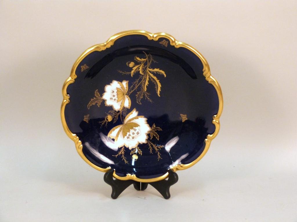 Bavarian Porcelain Shallow Bowl: Cobalt blue and gilt. 13 Dia. X 2 1/2" H"