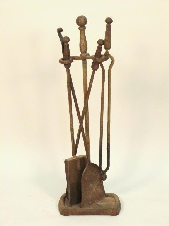 Set of Arts & Crafts Fire Tools and Stand: 4 tools. 31 H"