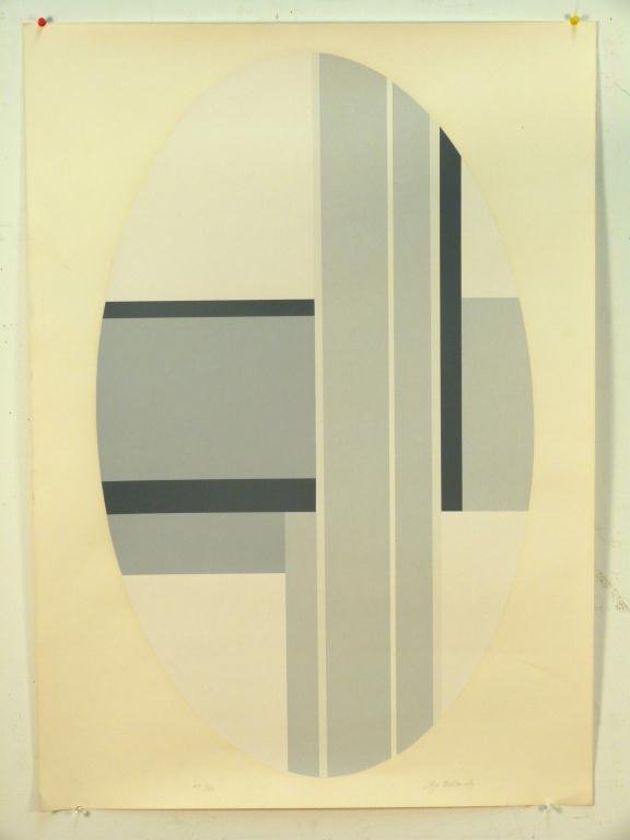 Ilya Bolotowsky - Serigraph on Paper: Oval abstract, signed lower right in pencil, AP 9/20. 35 x 25""