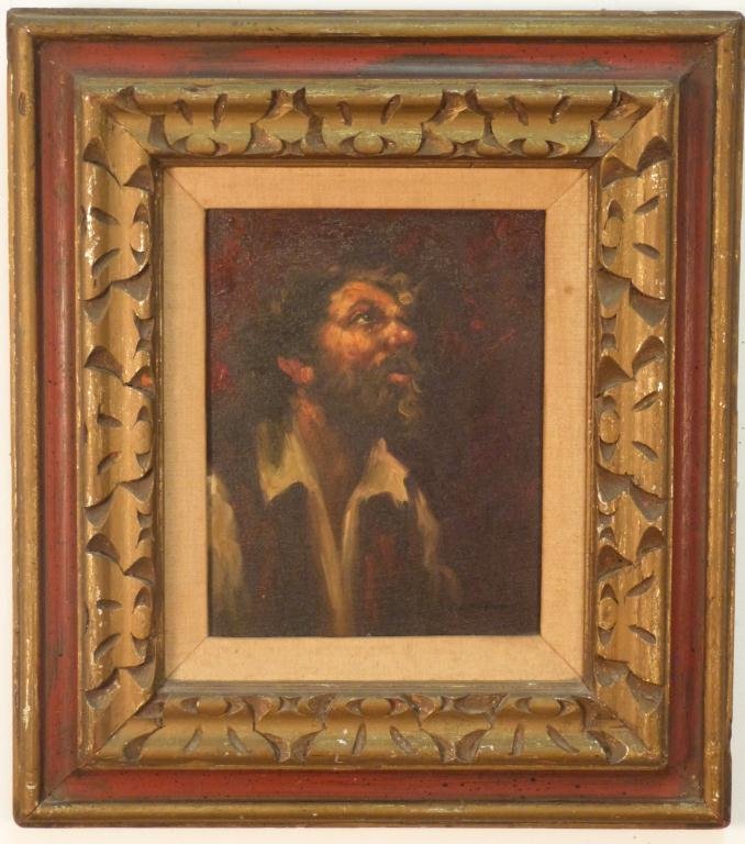 Oil on Canvas - Study of a Man: Study of a bearded man. 9 X 7" (19" X 17")"