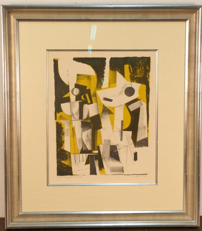 Signed Illegibly - Lithograph: Cubist study, pencil signed lower right, printer's proof and titled yellow and black" lower left. 17" x 14" (29" x 26"). Small paper scratch upper left."
