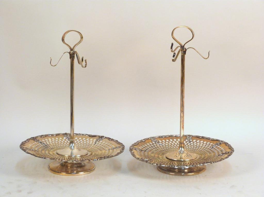 Pair of Silver Plated Grape Stands: Stamped Apollo Silver Company, 13 1/2 T x 10" D."