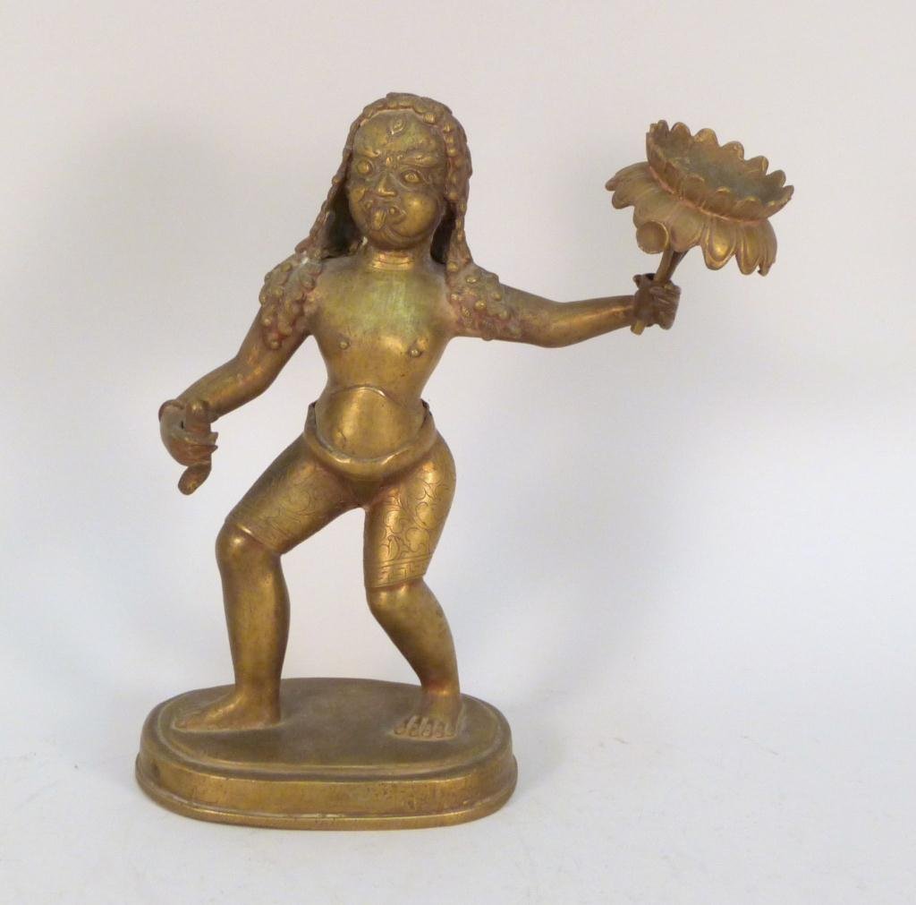Middle Eastern Brass Temple Figure: 11 H"