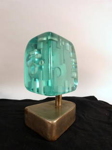 Luciano Vistosi Glass Sculpture: Engraved Luciano Vistosi, 1967", 10 1/8" H."